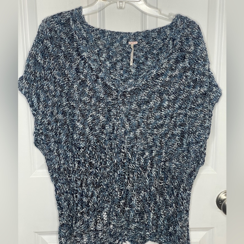 Free People Blue Cotton Blend Sweater Medium